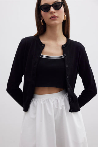 Fine Knit Cardigan Black