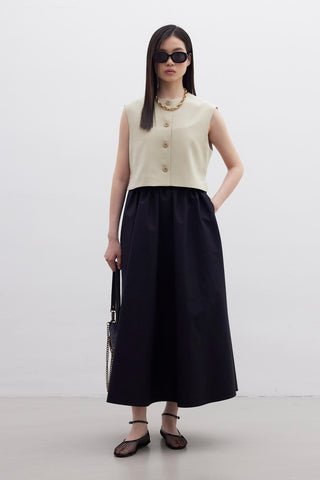 Ön Düğmeli Kısa Yelek Kum