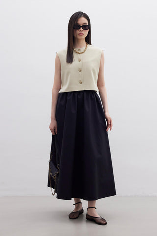 Ön Düğmeli Kısa Yelek Kum