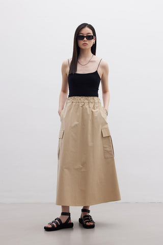 Cargo Pocket Detail Skirt Camel