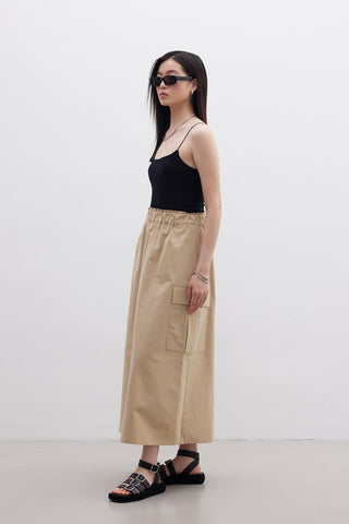 Cargo Pocket Detail Skirt Camel