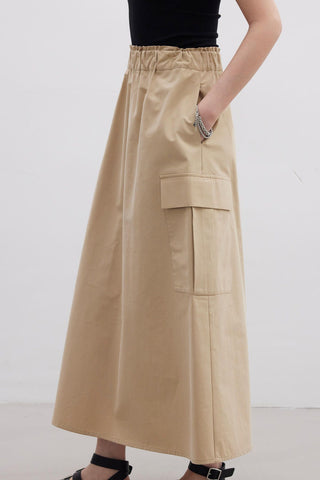 Cargo Pocket Detail Skirt Camel