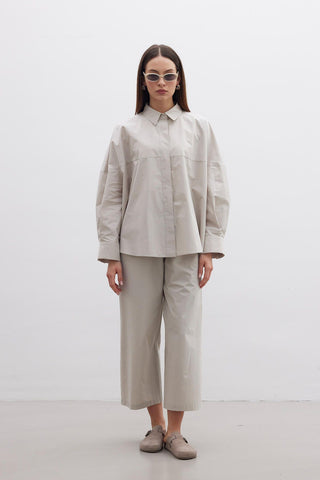 Premium Oversize Crop Shirt Stone