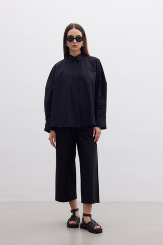 Premium Oversize Crop Gömlek Siyah
