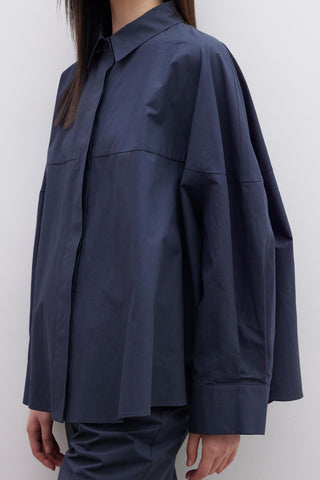 Premium Oversize Crop Shirt Navy Blue