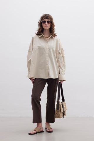 Premium Oversize Crop Shirt Camel