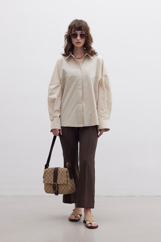 Premium Oversize Crop Shirt Camel