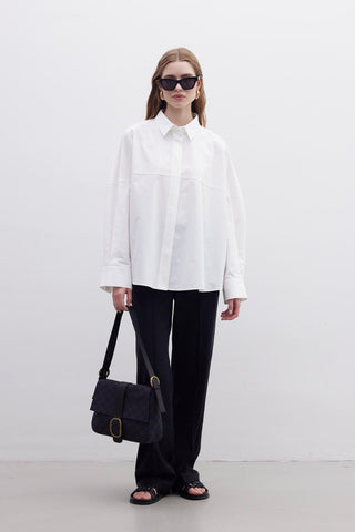 Premium Oversize Crop Shirt Ecru