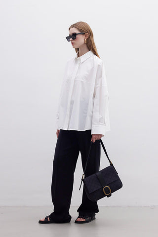 Premium Oversize Crop Shirt Ecru