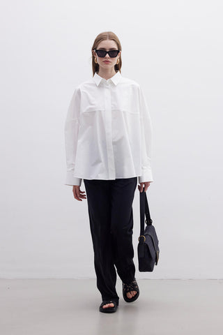 Premium Oversize Crop Shirt Ecru