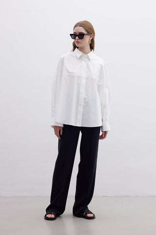 Premium Oversize Crop Shirt Ecru