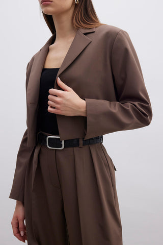 Buttoned Short Jacket Brown