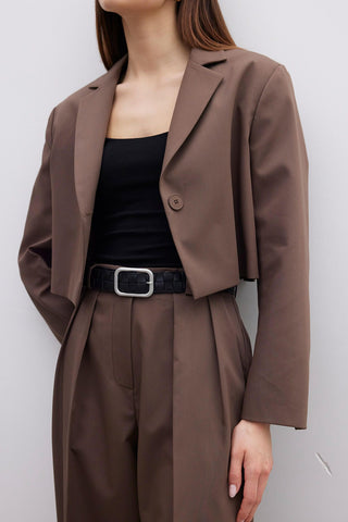 Buttoned Short Jacket Brown