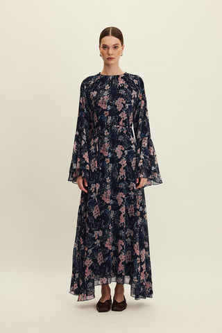 Ruffled Chiffon Dress Floral