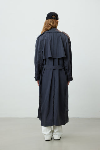 Technical Fabric Oversize Trench Coat Anthracite