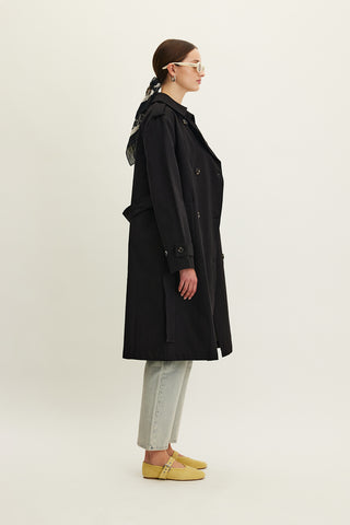 Anika Belted Trench Coat Black