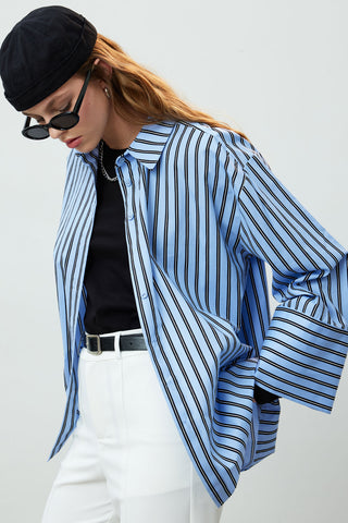 Striped Cotton Shirt Blue Stripe