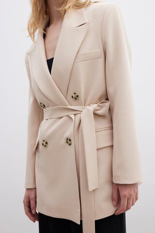 Front Tie Side Blazer Jacket Nude