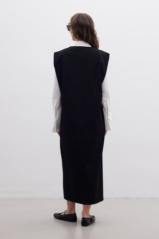 Premium Belted Gilet Evening Dress Black