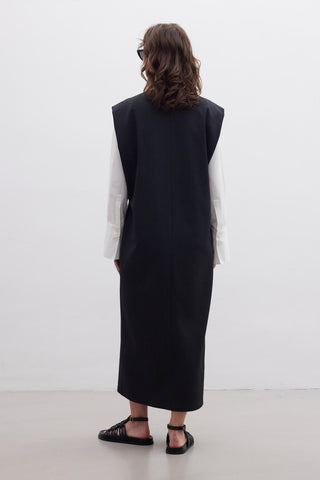 Premium Belted Gilet Evening Dress Grey