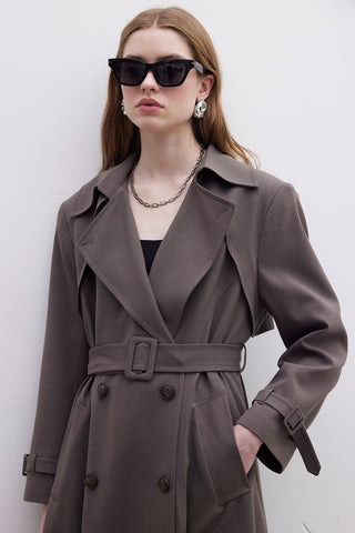 Paris Oversize Double-Breasted Trench Coat Mink