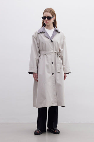 Milan Oversize Trench Coat Light Grey