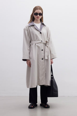 Milan Oversize Trench Coat Light Grey