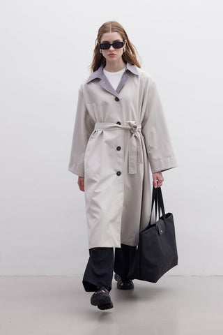 Milan Oversize Trench Coat Light Grey