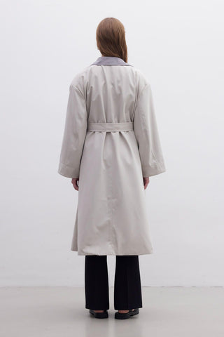 Milan Oversize Trench Coat Light Grey