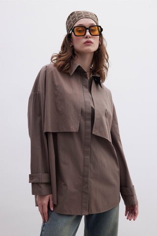 Belted Trench Shirt Brown