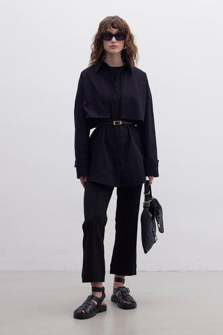 Belted Trench Shirt Black