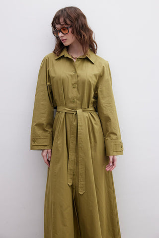 Epaulet Detail Poplin Dress Green