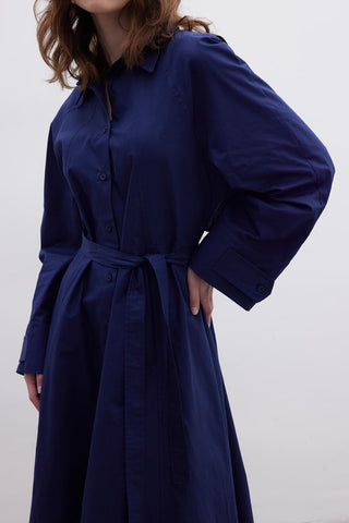 Epaulet Detail Poplin Dress Navy Blue