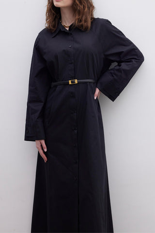 Epaulet Detail Poplin Dress Black