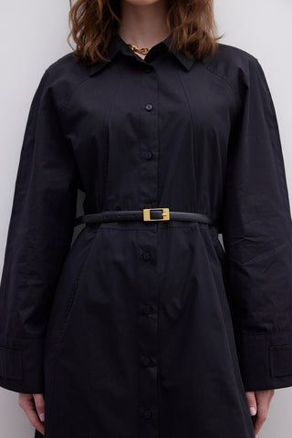 Epaulet Detail Poplin Dress Black