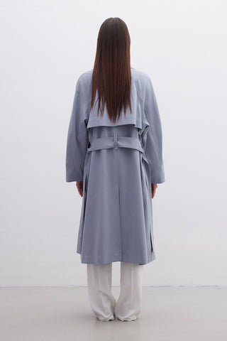 Oversize Wide Collar Trench Coat Indigo