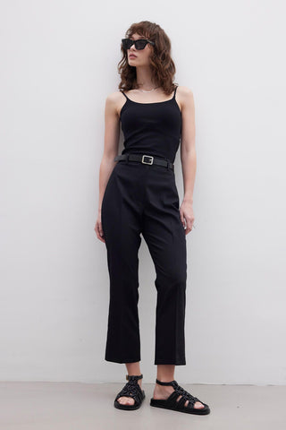 Straight Fit Trousers Black