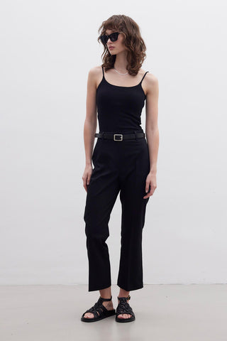 Straight Fit Trousers Black