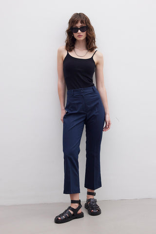 Straight Fit Trousers Navy Blue