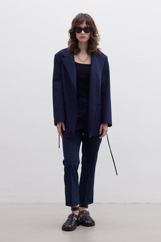 Straight Fit Trousers Navy Blue