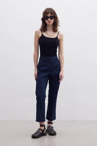 Straight Fit Trousers Navy Blue