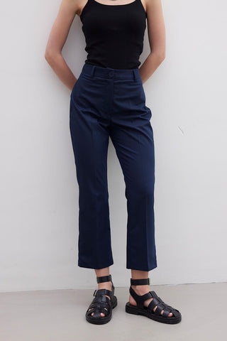 Straight Fit Trousers Navy Blue