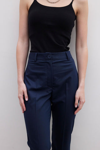 Straight Fit Trousers Navy Blue