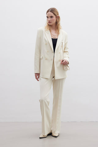 Flared Fit Trousers Beige