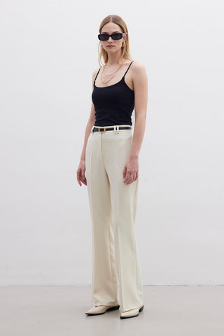 Flared Fit Trousers Beige