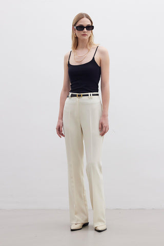 Flared Fit Trousers Beige