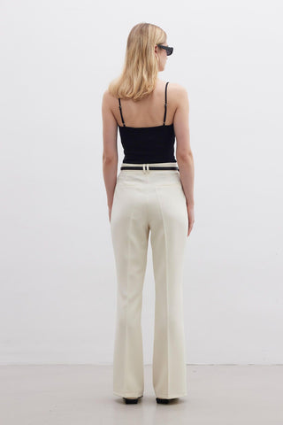 Flared Fit Trousers Beige