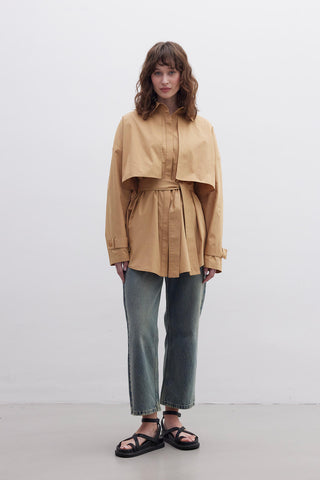 Belted Trench Shirt Camel