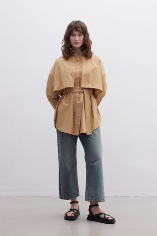 Belted Trench Shirt Camel