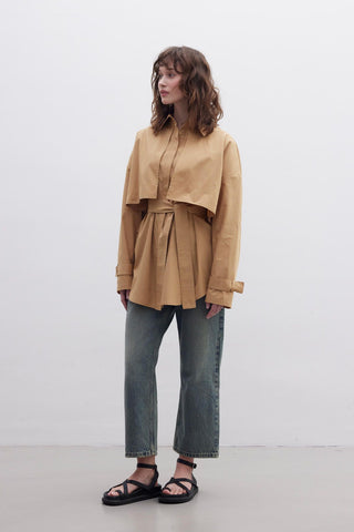 Belted Trench Shirt Camel